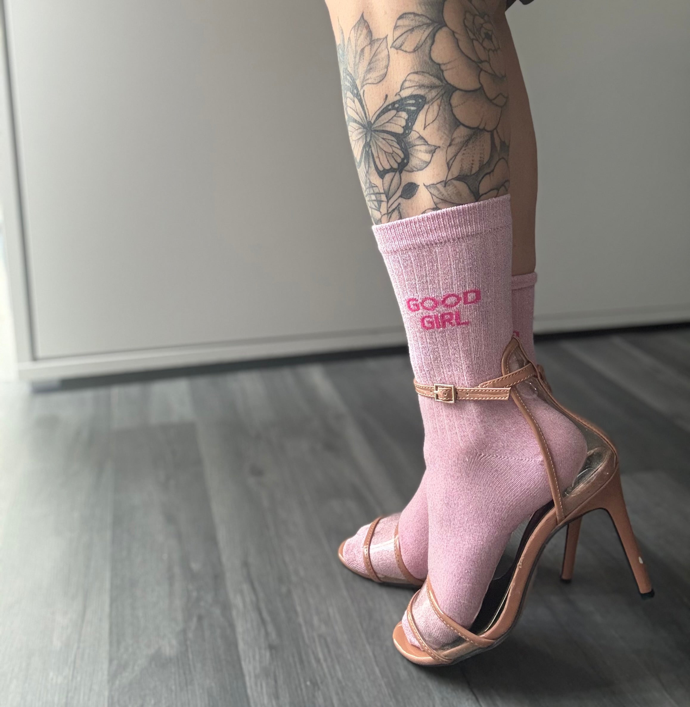 Good Girl Combed Cotton Glitter light Pink Socks