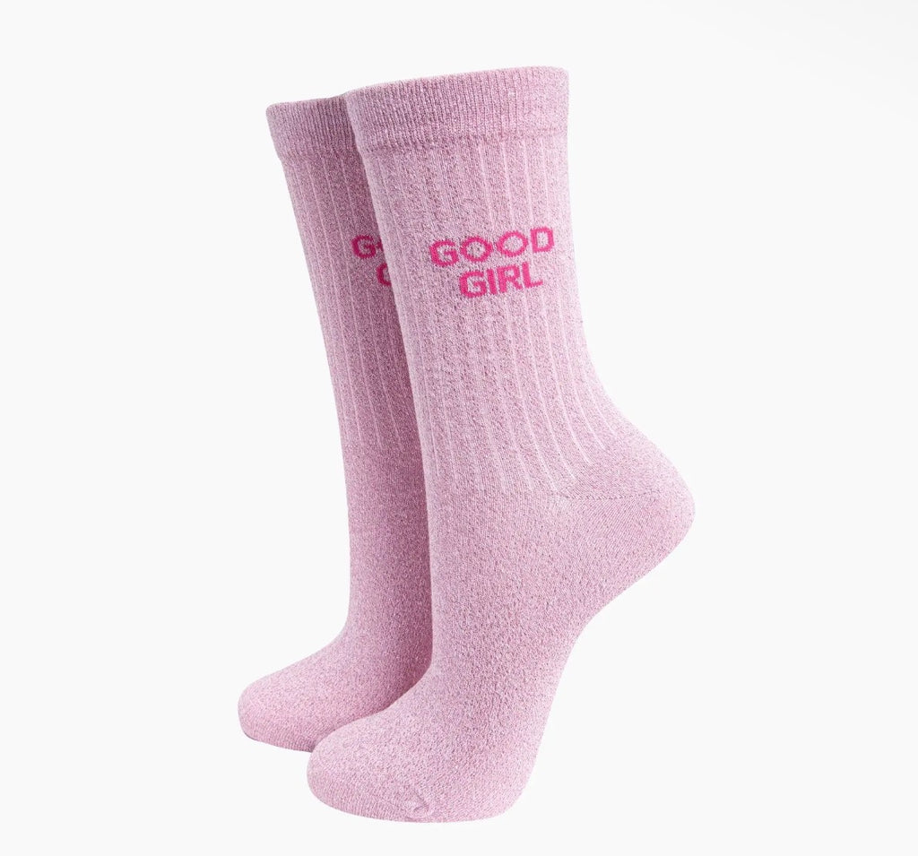 Good Girl Combed Cotton Glitter light Pink Socks