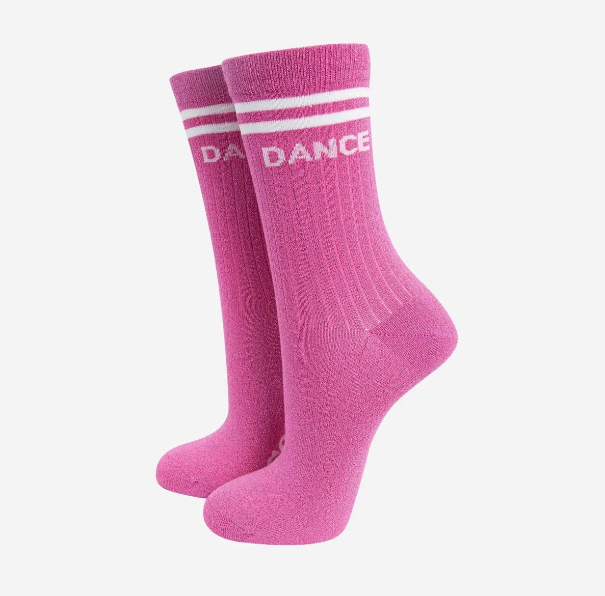 Dance Combed Cotton Glitter Socks in Hot Pink