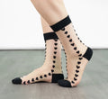 Women’s Sheer Ankle Socks- Red/Black Hearts