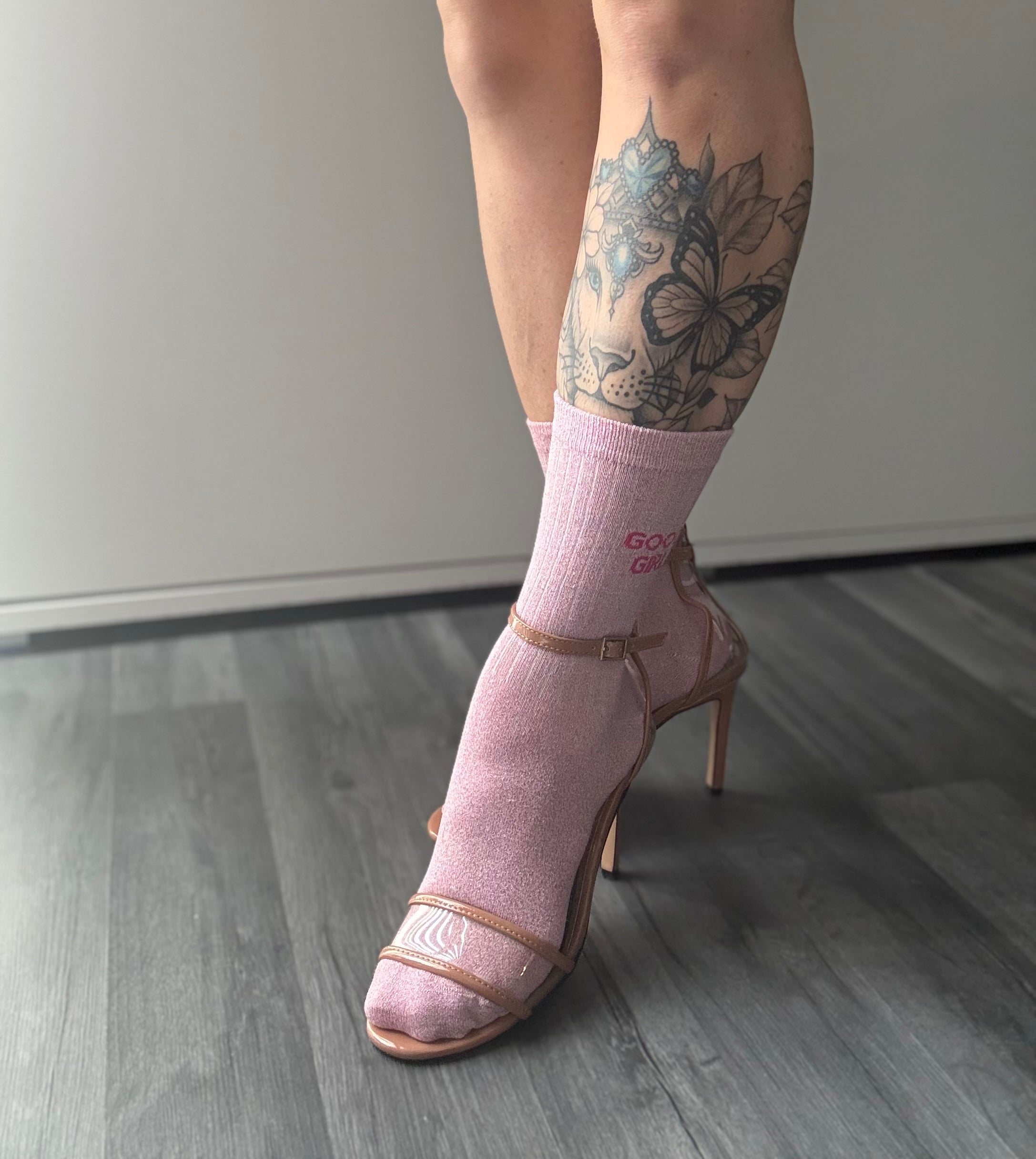 Good Girl Combed Cotton Glitter light Pink Socks