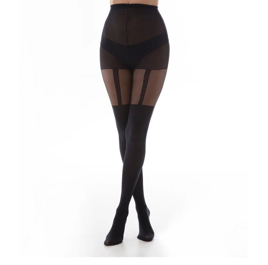 Plain Stripe Suspender Tights