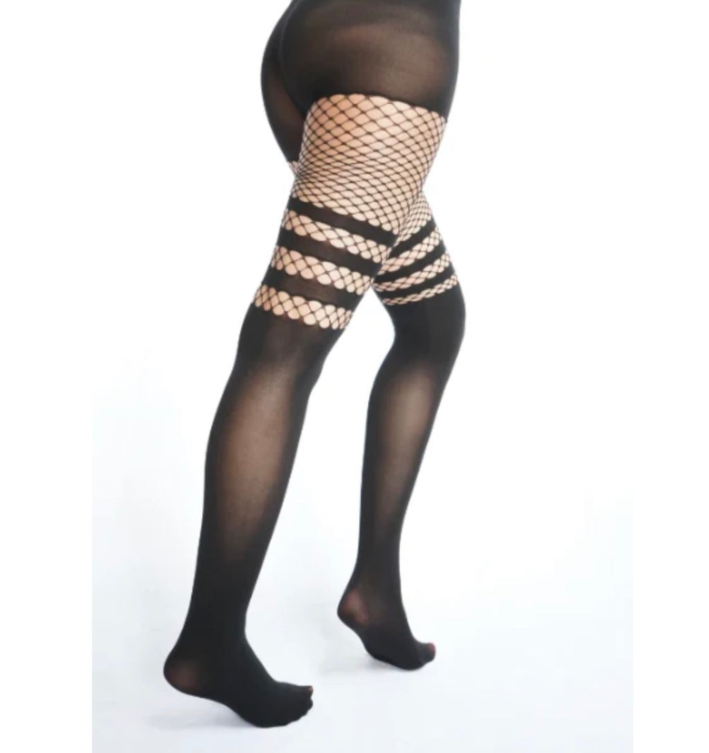 Fishnet Over The Knee Opaque Tights