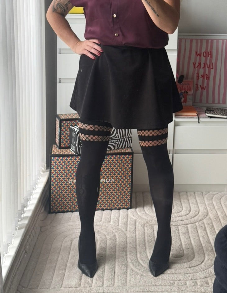 Fishnet Over The Knee Opaque Tights